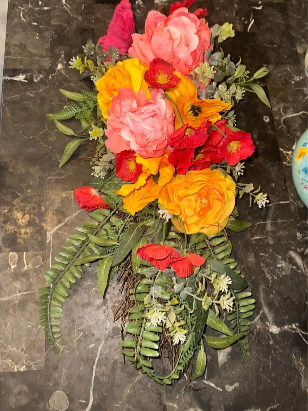 The Pioneer Woman Vibrant Pink, Yellow & Red Floral Wall Wreath- Home Wall Decor